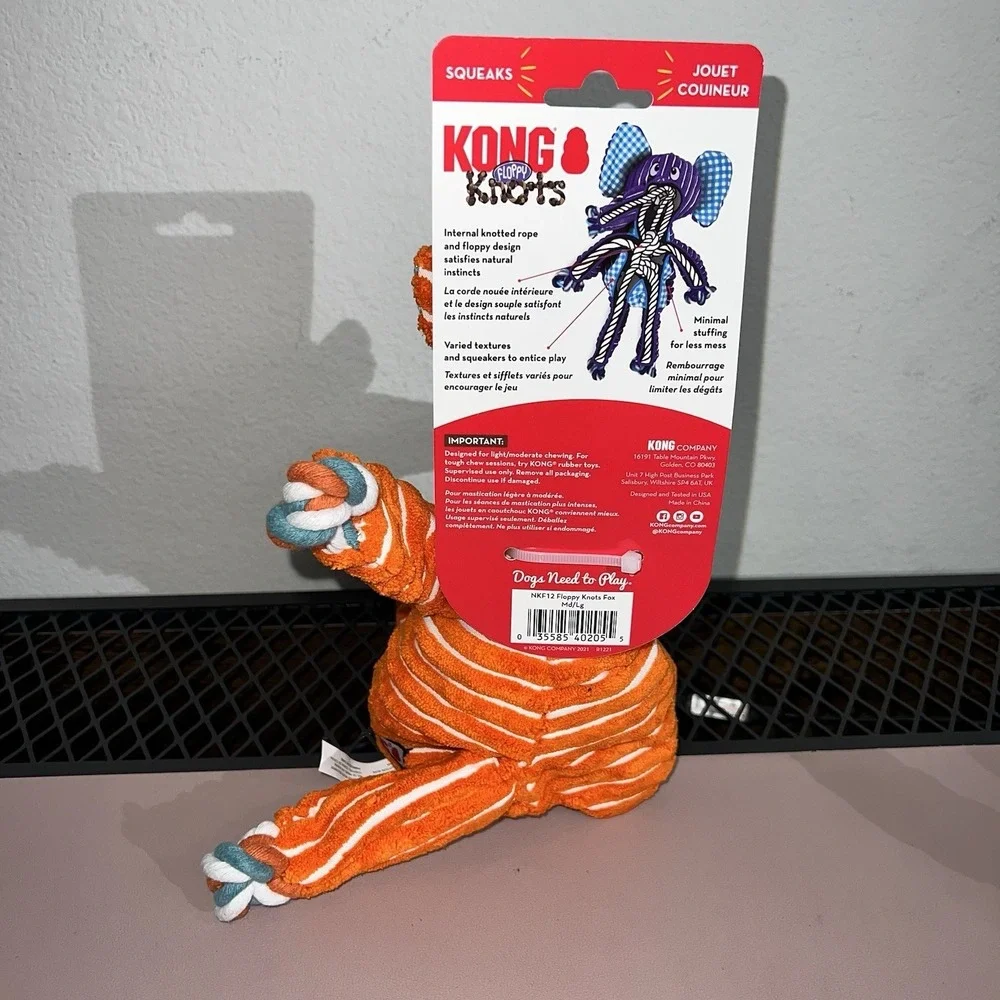 NWT Kong Knots‎ FOX Rope Tug Dog Toy Chew Play Treat Pet NEW